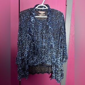 Tanjay Blue and Black Patterned Shirt and Shawl